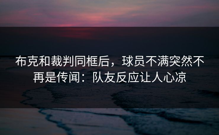布克和裁判同框后，球员不满突然不再是传闻：队友反应让人心凉